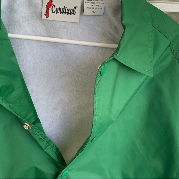 Vintage 80s 90s Nylon Snap Button Windbreaker Jacket Green Size L New Old Stock - Picture 5 of 7